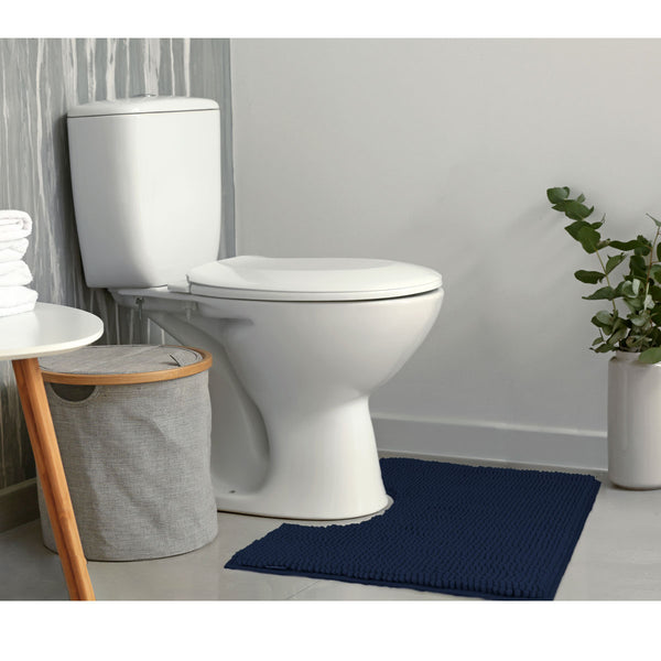 Algodon Toggle 1600gsm Microfibre Toilet Mat Non Slip Navy Blue 50 x 50cm