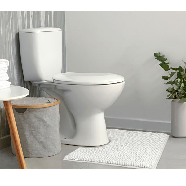 Algodon Toggle 1600gsm Microfibre Toilet Mat Non Slip White 50 x 50cm