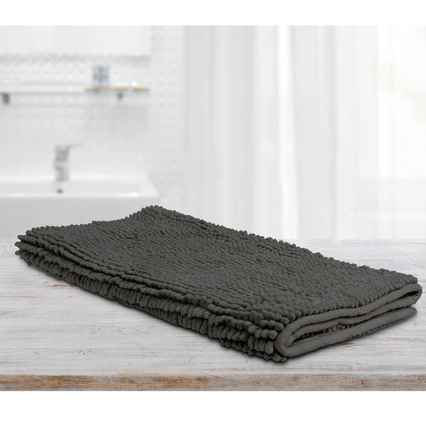 Algodon Toggle 1600gsm Microfibre Bath Mat Non Slip Charcoal 50 x 100cm