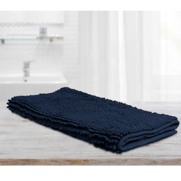 Algodon Toggle 1600gsm Microfibre Bath Mat Non Slip Navy Blue 50 x 100cm