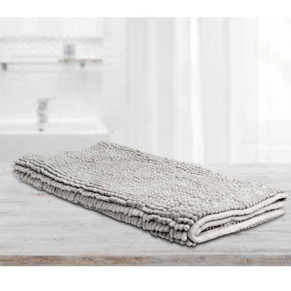 Algodon Toggle 1600gsm Microfibre Bath Mat Non Slip Silver Grey 50 x 100cm
