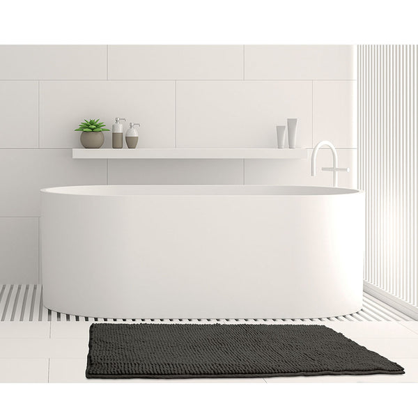Algodon Toggle 1600gsm Microfibre Bath Mat Non Slip Charcoal Grey 50 x 80cm