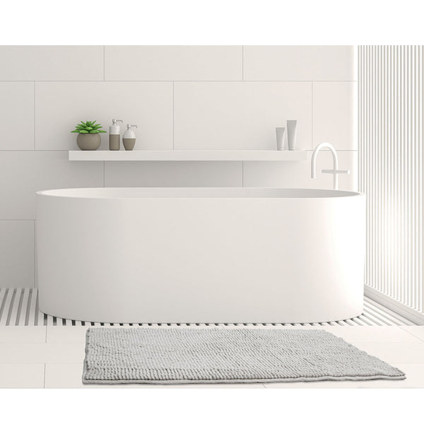 Algodon Toggle 1600gsm Microfibre Bath Mat Non Slip Silver Grey 50 x 80cm
