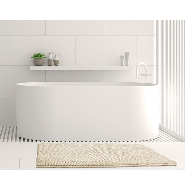 Algodon Toggle 1600gsm Microfibre Bath Mat Non Slip Stone 50 x 80cm