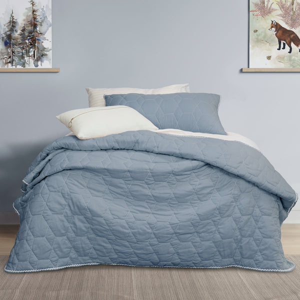 Jelly Bean Kids Bolston Bedspread Coverlet Comforter Set Blue Single Double