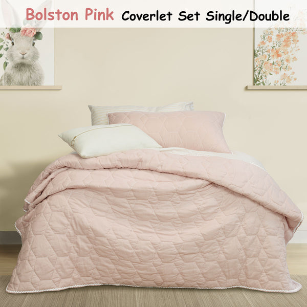 Jelly Bean Kids Bolston Bedspread Coverlet Comforter Set Pink Single Double