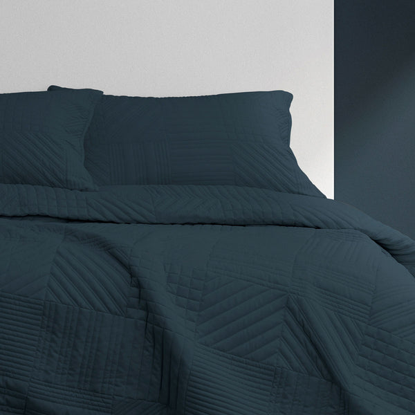 Ardor Finley Navy 3 Pcs Quilted Coverlet Bedspread Comforter Set Queen King