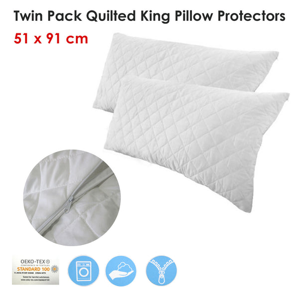 Essentially Home Living Twin Pack Quilted Pillow Protectors King 51 x 91cm
