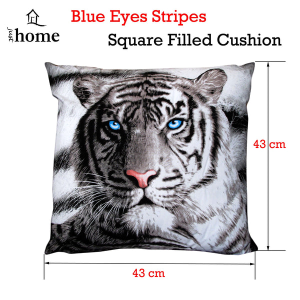 Just Home Blue Eyes Stripes Tiger Filled Cushion Square 43cm