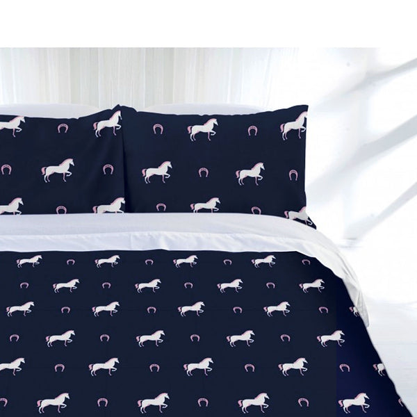 Just Home Horse Shoe Quilt Doona Duvet Cover Set Double