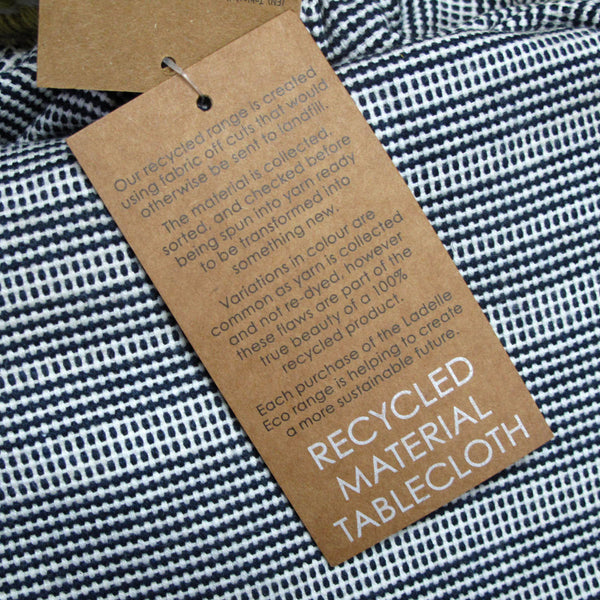 Ladelle Eco Cotton Rich Tablecloth 150 x 300cm Striped Blue Ivory