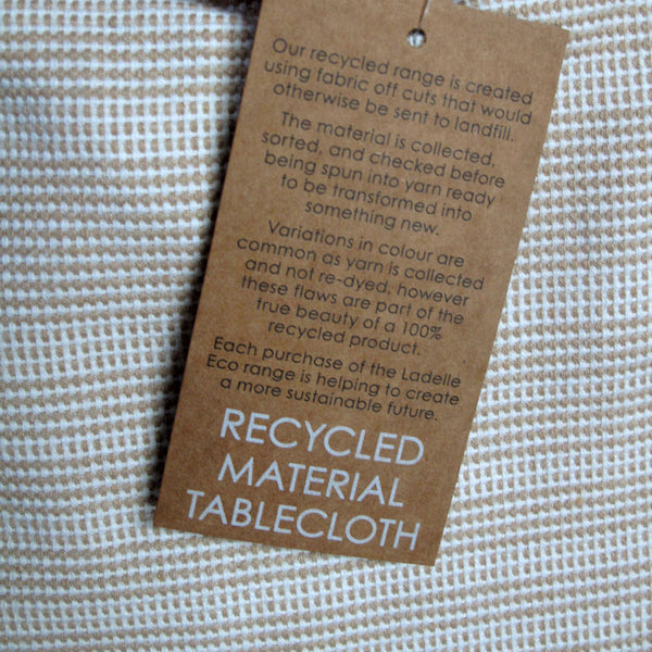 Ladelle Eco Cotton Rich Tablecloth 150 x 300cm Striped Beige Ivory