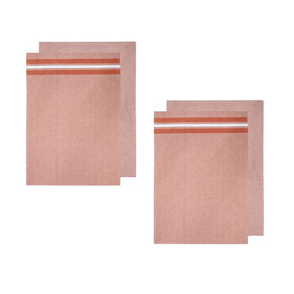 Ladelle Set of 4 Culinary Terracotta Cotton Jumbo Tea Towels 60 x 80cm