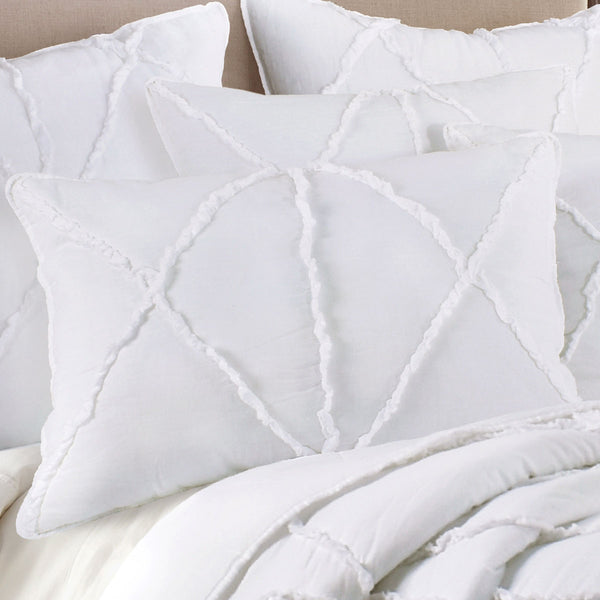 Jenny Mclean Bobby Ruffle 3 Piece Bedspread Coverlet Comforter Quilt Set White King