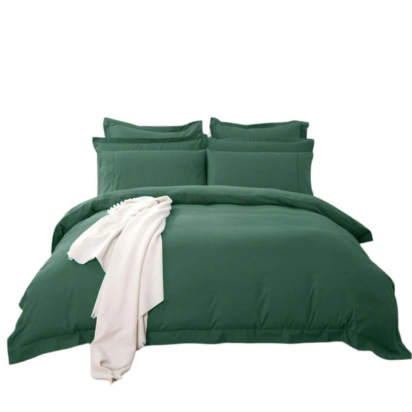 1000TC Tailored Double Size Quilt Doona Duvet Duvet Cover Set Dark Green