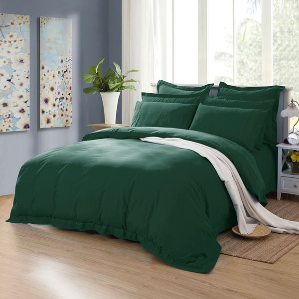 1000TC Tailored Double Size Quilt Doona Duvet Duvet Cover Set Dark Green