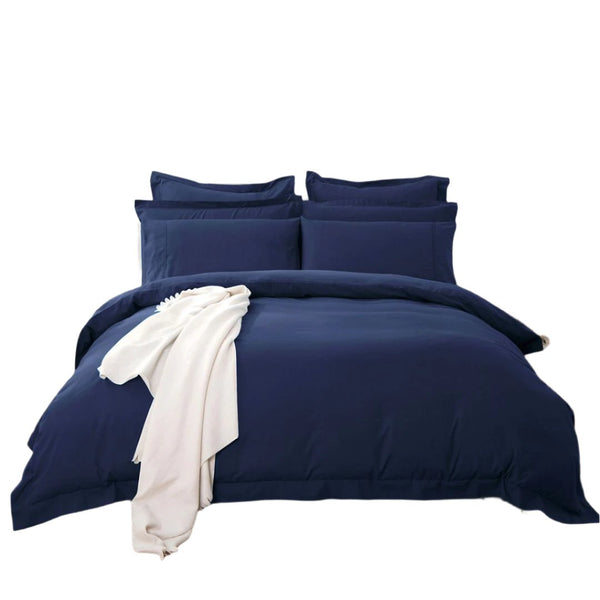1000TC Tailored King Size Quilt Doona Duvet Cover Set Midnight Blue
