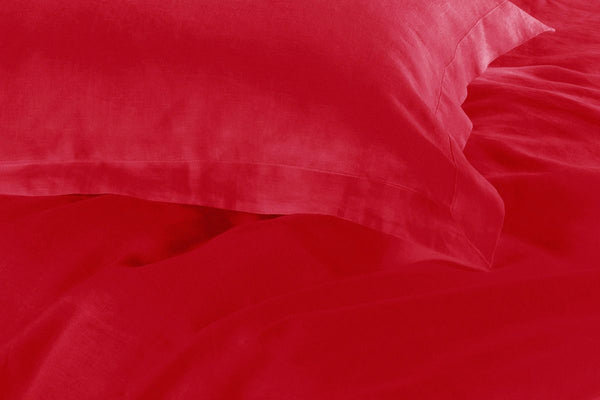 1000TC Tailored King Size Red Duvet Quilt Cover Set