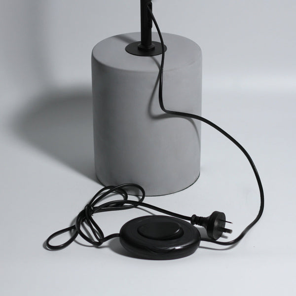 Jerome Floor Lamp Light Concrete Base Grey Felt Cone Shade Industrial