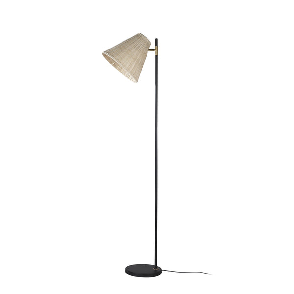 Yvette Floor Lamp Light Rattan Shade Black