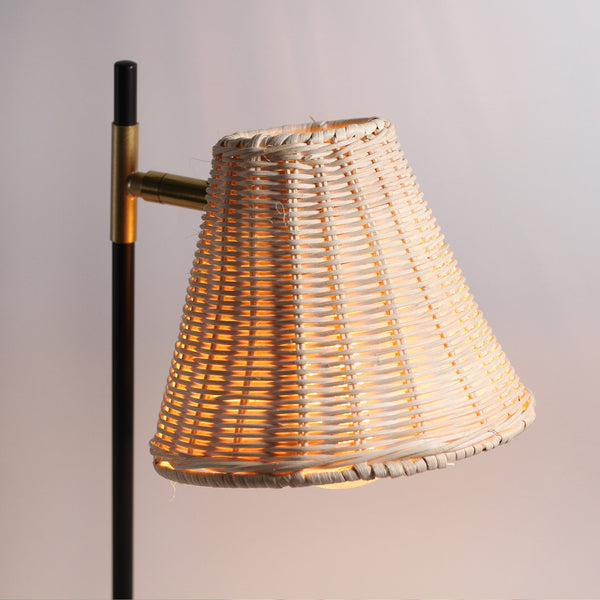 Yvette Floor Lamp Light Rattan Shade Black