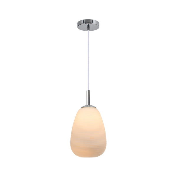 Briella Frosted Ribbed Glass Pendant Ceiling Light Lamp White