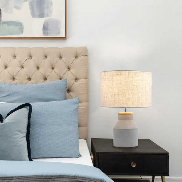 Sophie Table Side End Coffee Table Lamp Light Concrete Base Beige Shade