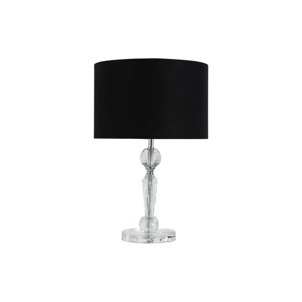 Moby Side End Coffee Table Lamp Light Acrylic Base Black Linen Drum Shade