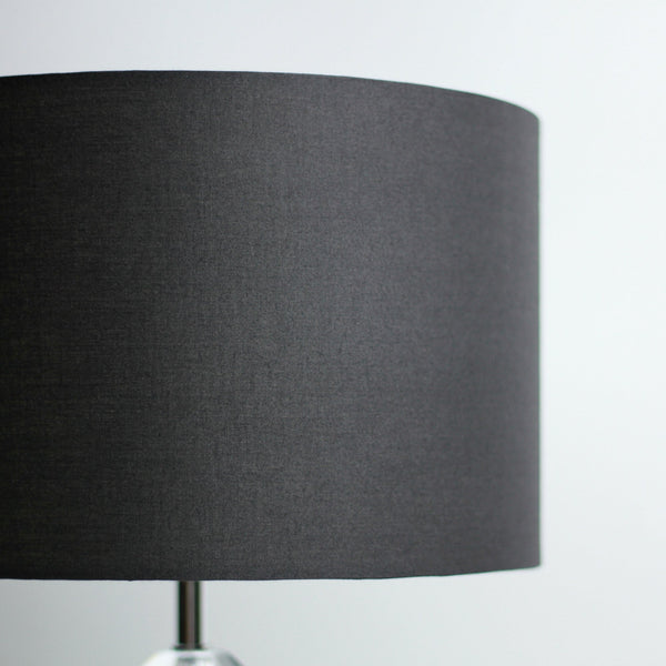 Moby Side End Coffee Table Lamp Light Acrylic Base Black Linen Drum Shade