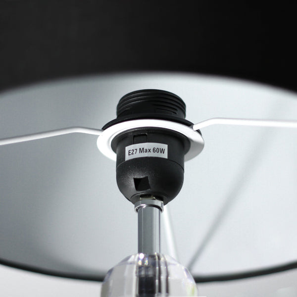 Moby Side End Coffee Table Lamp Light Acrylic Base Black Linen Drum Shade