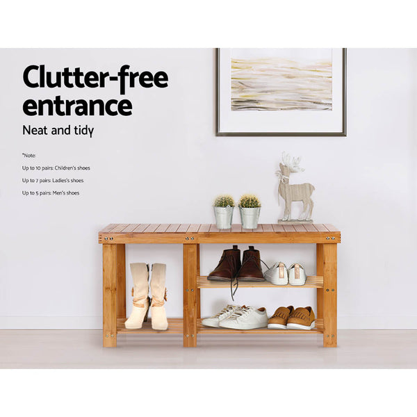Artiss Bamboo Shoe Storage Rack Bench Seat Organiser