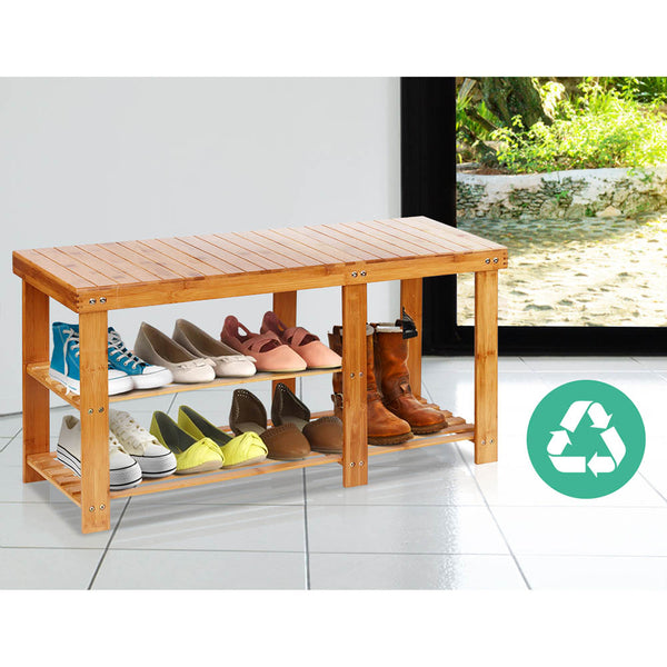 Artiss Bamboo Shoe Storage Rack Bench Seat Organiser