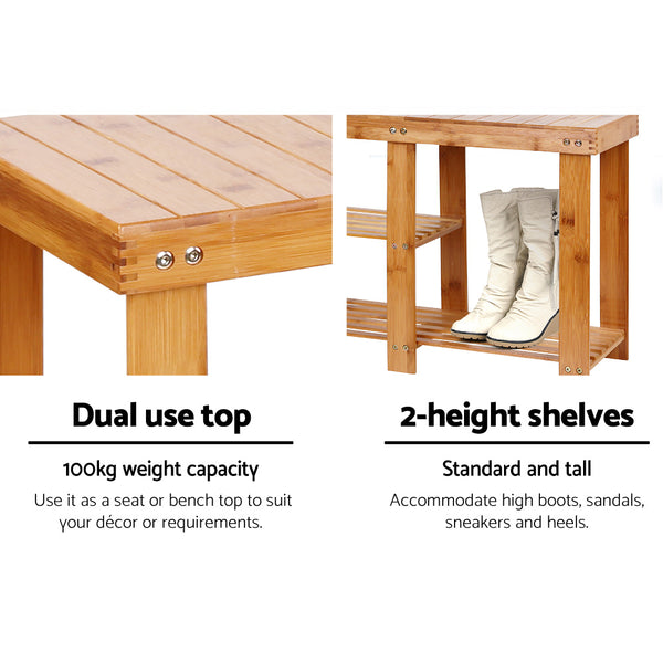 Artiss Bamboo Shoe Storage Rack Bench Seat Organiser