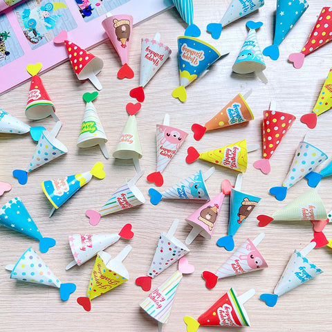 9 Pce Happy Birthday Paper Hat Cake Decoration Set