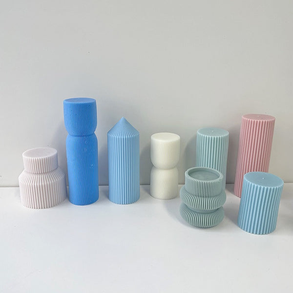 Striped Ribbed Cylindrical Column Silicone Mold Mould Candle Epoxy Resin Soap