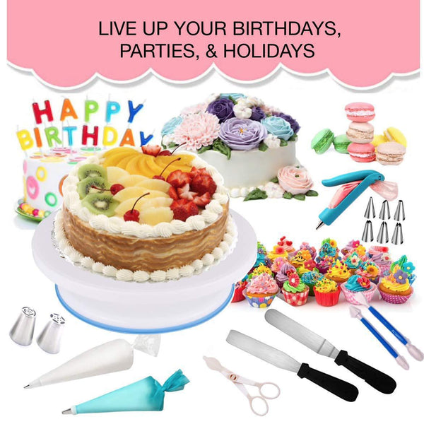 220 Pce Piping Icing Nozzles Tips Bags Turntable Scrapers Cake Cupcake Decorating