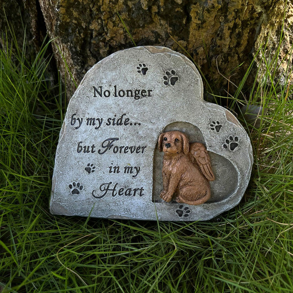 Heart Shaped Pet Memorial Plaque Monument Outdoor Garden Resin Dog