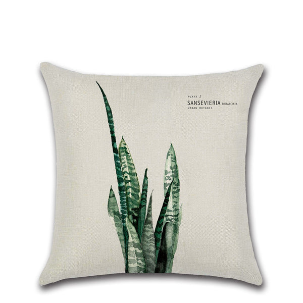 Plant Leaves Banana Aspidistra Monstera Fern Square Cushion Cover 45cm