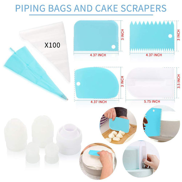 170 Pce Piping Icing Nozzles Tips Bags Turntable Scrapers Cake Cupcake Decorating