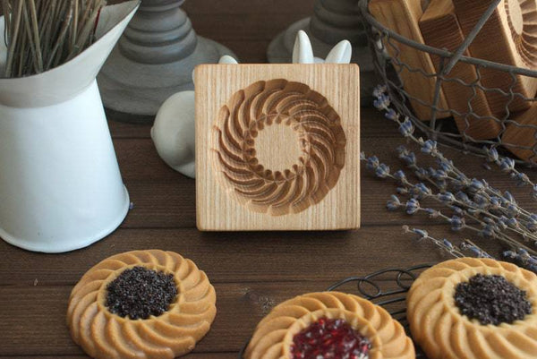 Beechwood Wooden Flower Heart Biscuit Cookie Shortbread Mold