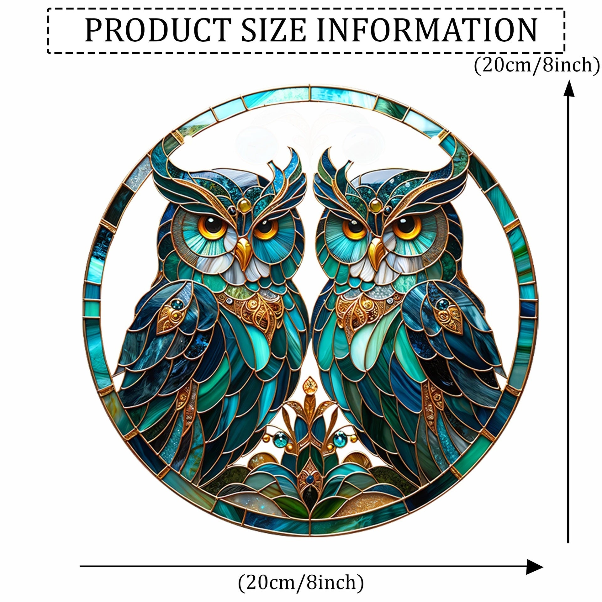 Stained Glass Look Acrylic Green Owl Suncatcher Sun Catcher 20cm