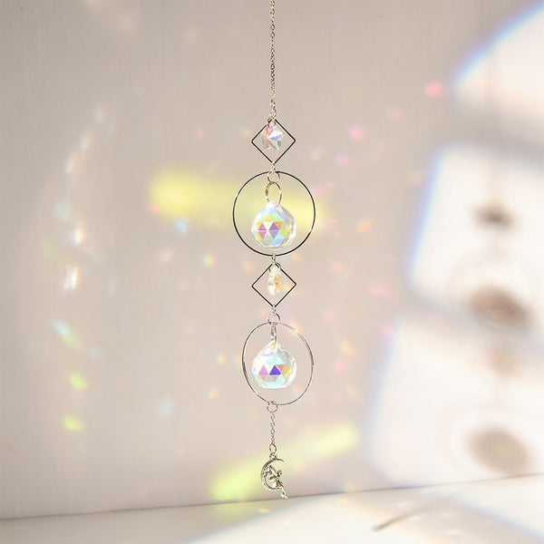 Sun Moon Star Crystal Pendant Suncatcher Sun Catcher Garden Ornament Gold Silver