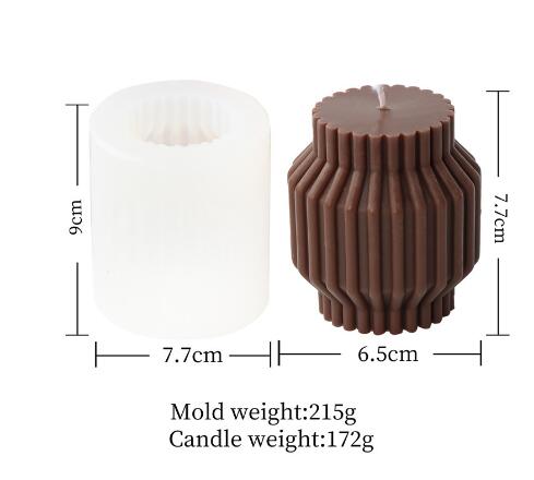 Striped Ribbed Column Pillar Silicone Mold Mould Candle Epoxy Resin Soap 4 Designs