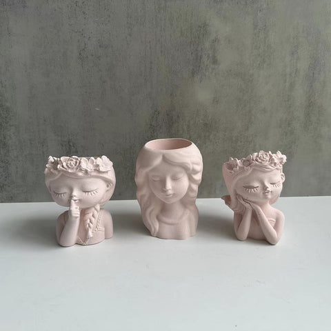 Girl Woman Head Bust Silicone Mold For Candle Epoxy Resin Soap Making