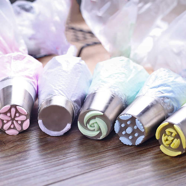 14 Pce Russian Piping Icing Fondant Pastry Nozzles Tips Flower Leaf Bag Cake Decorating