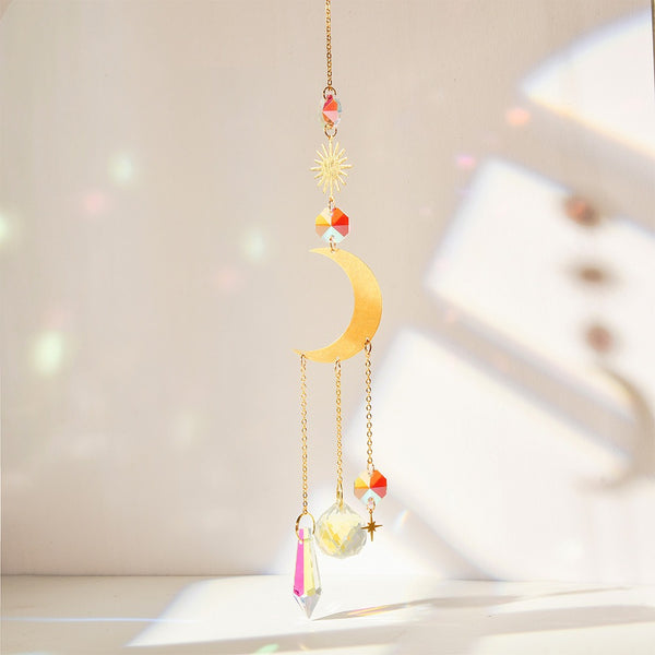 Sun Moon Star Crystal Pendant Suncatcher Sun Catcher Garden Ornament Gold Silver