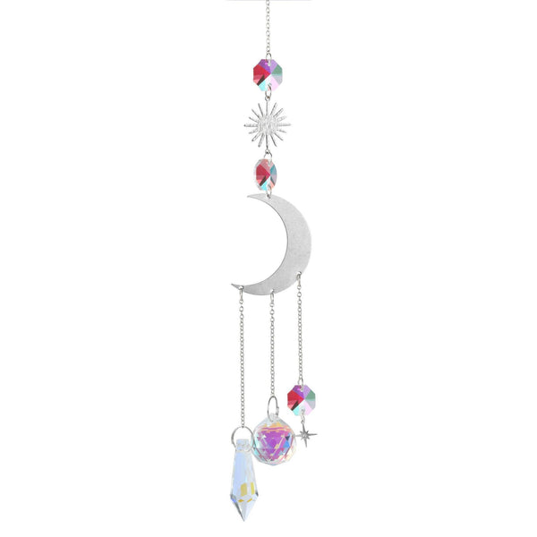 Sun Moon Star Crystal Pendant Suncatcher Sun Catcher Garden Ornament Gold Silver