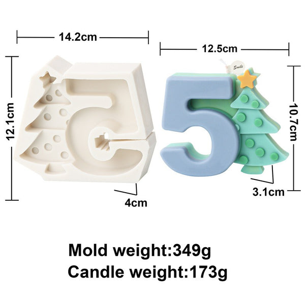 Christmas 0-9 Numbers Silicone Mold Mould Candle Epoxy Resin Soap