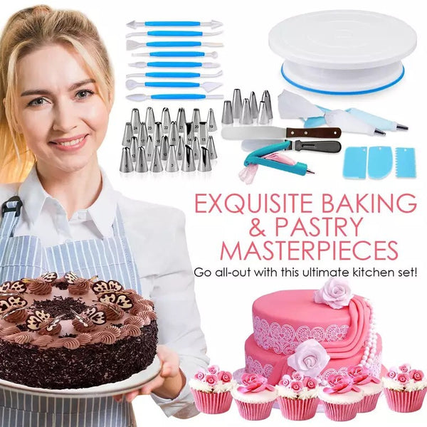 107 Pce Piping Icing Nozzles Tips Bags Turntable Scrapers Fondant Tools Cake Cupcake Decorating