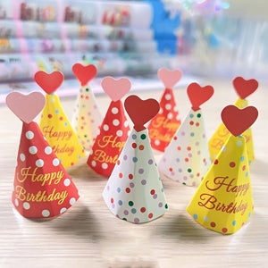 9 Pce Happy Birthday Paper Hat Cake Decoration Set